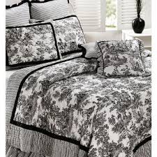 Black And Cream Toile Bedding Toile De Jouy Cotton Quilt Bedding Black And White Bedspreads White Bedspreads Black Bedspread