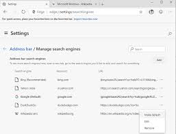 I have found no way to set the default search engine for the new microsoft edge without locking the settings. How To Change Default Search Engine In Edge Chromium Browser Search Engine Browser Search