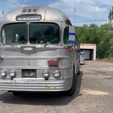Image result for Silver 1990 Greyhound Bus