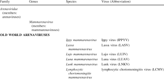 By the 1960s, several similar viruses had been discovered and they were classified into the new family arenaviridae. Updated And Corrected Taxonomy Of The Family Arenaviridae Download Table