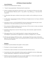 Ap Physics 1 Exam Cram Sheet