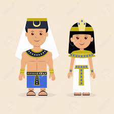 エジプトの服装の男女。ファラオ ・ クレオパトラの文字。のイラスト素材・ベクター Image 47776566