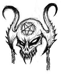 Satanic Skull By Mark Mrhide Patten On Deviantart Skulls Drawing Scary Drawings Creepy Drawings