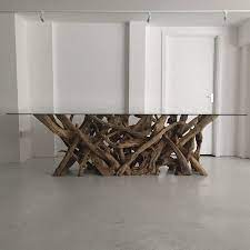 This dining table and its natural wood grain finish completes your dining room's look no matter the style. Large Natural Driftwood Rectangular Dining Table Base Dining Table Bases Driftwood Dining Table Rectangular Dining Table