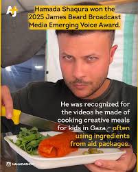 While trying to survive the genocide in Gaza, Hamada Shaqura channeled his  grief into action. The Gaza food blogger-turned-chef captured the attention  of millions with his culinary skills, intense gaze and the