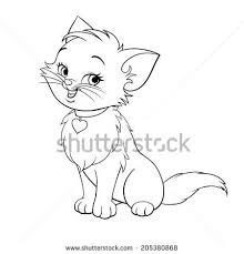 Vector Happy Cute Fun Kitten Cartoon Smiling Character Cat Line Art Coloring Book Black And White Draw Cat Coloring Book Kitten Cartoon Black And White Drawing