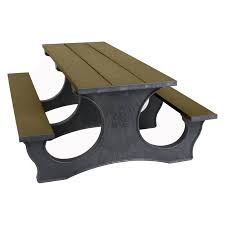 Outdoor Polly Products Tuff Easy Access Recycled Plastic Picnic Table Black Frame Weathered Wood Top Plastic Picnic Tables Picnic Table Recycling