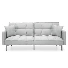 Best Choice Products Tufted Split Back Sofa Bed With Pillows Light Grey Walmart Com In 2020 Futon Sofa Sofa Couch Furniture Cheap Couch