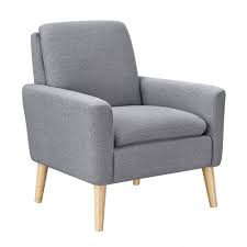 Modern Fabric Accent Chair Living Room Arm Chair Upholstered Single Sofa Grey Lavorist Arm Chairs Living Room Upholstered Chairs Upholstered Accent Chairs