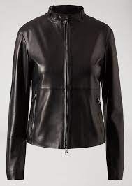 Supreme Nappa Leather Biker Jacket With Zip And Buttons Emporio Armani Women Fashion Emporio Armani