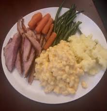 Serve cutlets and mashed potatoes hot. Christmas Dinner With Baked Ham Mac N Cheese Mashed Potatoes Green Beans And Carrots Happy Holidays Dining And Cooking