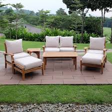 Birch Lane Outdoor Furniture Covers Summerton Teak Loveseat With Cushions Patio Lounge Furniture Patio Furniture Layout Modern Patio Furniture