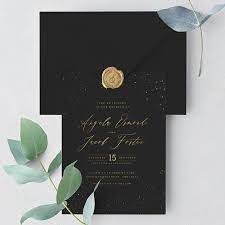 Starry Sky Wedding Invitation Suite Deposit Enchanting Black And Gold Wedding Invitation With Gold Foil Detail Gold Wedding Invitations Wedding Invitations Wedding Stationery Sets
