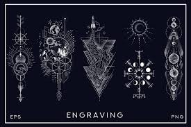 Style Engraving Space And Planets Alchemy Art Astrology Tattoo Cosmos Tattoo
