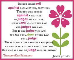 Honour thy father and mother; James 4 11 12 Esv Thinking Kids