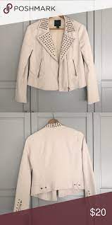 Faux Leather Studded Jacket White Forever 21 Faux Leather Studded White Jacket Size M Forever 21 Jackets Coats Studded Leather Jacket Studded Jacket Jackets