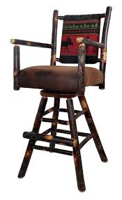 Find new dining chairs with arms for your home at joss & main. 24 Inch Rustic Hickory Swivel Upholstered Bar Stool With Red Moose Fabric