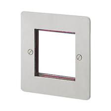 Elektek switch surround regency gold and mahogany effect frame cover finger plate. Mk Edge 2 Module Modular Light Switch Surround Brushed Stainless Steel Front Plates Screwfix Com