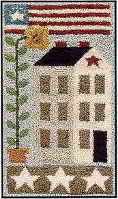 Yarn Hooking 14 Fabulous Projects For The Modern Rug Hooker American Saltbox Punchneedle Rug Hooking Patterns Punch Needle Patterns Hooked Rugs Primitive