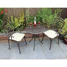 Bentley Garden Furniture 3 Piece Cast Aluminium Bistro Set Table 2 Arm Chairs Garden Table Chairs Porch Table Garden Table