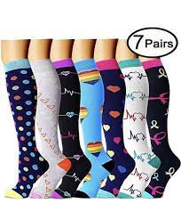 Lot Of 7 Compression Socks Nursing Knee High Support Stockings For Nurse Travel Miracle Knee High Compression Socks Compression Socks Nurse Compression Socks
