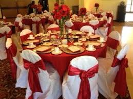 Apple Red Tablecloths Apple Red Chair Sash On A White Banquet Chair Pewter Pintuck Runner On The White Wedding Decorations Red Wedding Decorations Red Wedding