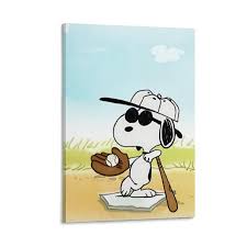Amazon.co.jp: Snoopy かわいい 野球 イラスト スヌーピー 野球 ポスター 印刷 ポスター キャンバス ウォールアート 画像 絵画  現代 芸術 壁の絵 け ソファの背景絵画16x24inch(40x60cm) : ホーム＆キッチン