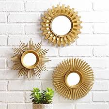 3 Piece Sunburst Wall Mirror Set Multiple Finishes Gold Gold Wall Decor Gold Sunburst Mirror Gold Home Decor