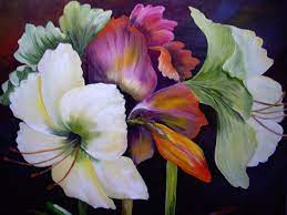 Amaryllis Flower Paintingamaryllis Flower Printflower Home Etsy Floral Painting Sunflower Wall Art Flower Painting