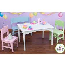 Nantucket Table With Bench And Two Chairs Pastel 26112 By Kidkraft Kid Table Kids Table Chair Set Kids Table And Chairs