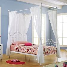 Hang this gauzy canopy to create an enchanting space to dream or play. White Metal Twin Size Canopy Bed With Curtains Overstock 6511362