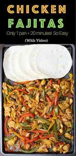 Baked Chicken Fajita One Of The Easiest Healthy Dinner Recipes Yellow Red And Green Peppers Slic Recipes Baked Chicken Fajitas Healthy Dinner Recipes Easy