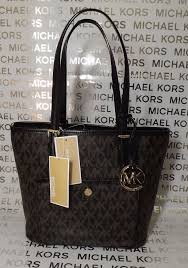 Michael Kors Black And Brown Purse Michael Kors Jet Set Medium Snap Pocket Tote Logo Brown Black Handbag New Snap Pocket Michael Kors Black Handbags