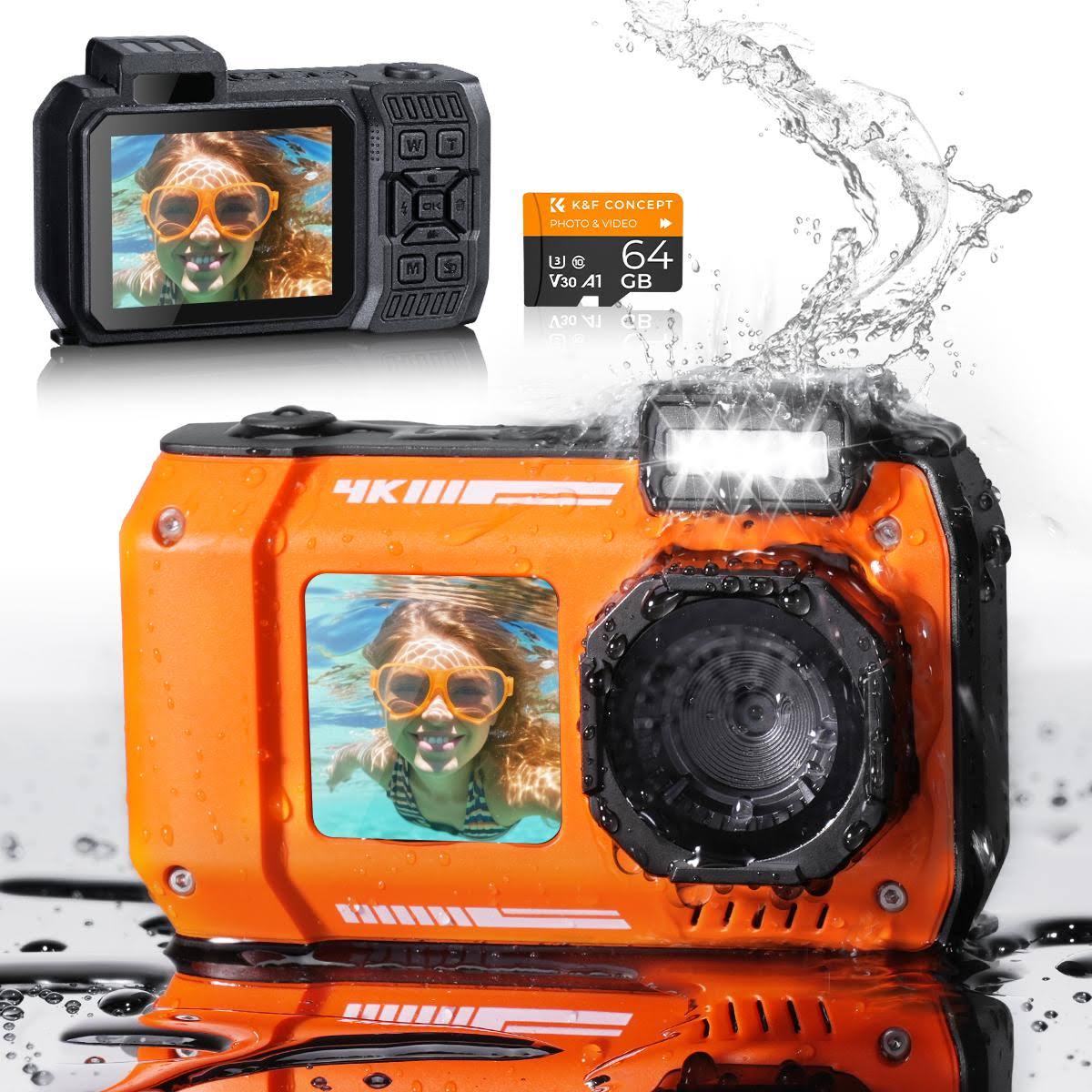 33ft/10m Waterproof Camera 4K 48MP HD Photos & Videos with Dual-Screen for Snorkeling