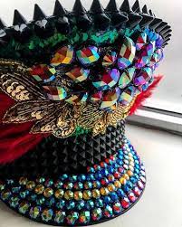 Burning Man Hat Feather Captain Hat Festival Hat Military Etsy Festival Hat Rave Hats Military Hat