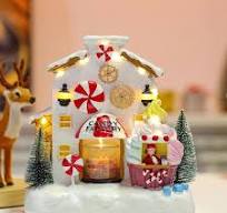 Christmas Village Gingerbread Candy Factory House with LED,Xmas Holiday Gift