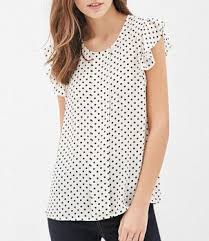 Black And White Polka Dot Blouses For Womens Black And White Polka Dot Blouse Ruffle Sleeves Summer Top Blouses For Women Women Chiffon Blouse Casual Women