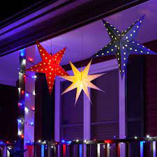 The Award For Most Spirited Decor Goes To Patriotic Lights Christmas Lights Etc Star Christmas Lights Christmas Lights Blue Christmas Decor
