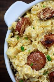 Crockpot Cheesy Potatoes And Smoked Sausage Recipe Recipes Slow Cooker Casserole Food