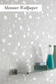 A graphic wallpaper can transform a bathroom in an instant. Add This Shimmer Wallpaper To Your Modern Bathroom Design Bathroom Wallpaper Bathroom Wallpaper Shimmer Wallpaper Modern Wallpaper