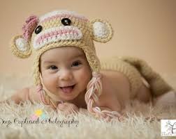 Newborn Sock Monkey Hat, Newborn Photography Prop, Newborn Boy, Crochet Hat 
