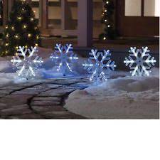 4 Pc Lighted Snowflakes Stakes Pathway Markers Christmas Outdoor Yard Decor New Christmas Pathway Lights Outdoor Christmas Decorations Snowflake Lights
