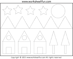Houses Landscape Tracing Worksheet Circle Star Triangle Rectangle Practice Shapes Worksheets Tracing Shapes Pattern Worksheets For Kindergarten