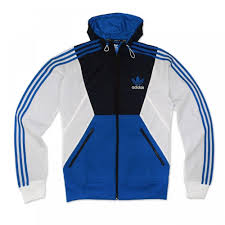 Black And White Adidas Hoodie Adidas Originals Full Zip Blue Black White Hooded Windbreaker Jacket Z66077 Windbreaker Jacket Jackets Windbreaker