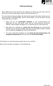 Lehnt er ab, hat der mieter ein sonderkündigungsrecht. Untervermietung Die Erlaubnis Zur Untervermietung Erhalten Sie Von Uns Schriftlich Bitte Nehmen Sie Diese Unterlagen Zu Ihrem Mietvertrag Pdf Kostenfreier Download