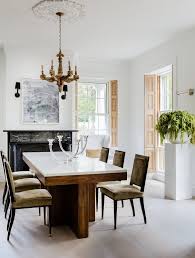 Custom Marble Slab And Walnut Stained Dining Table Home Decor House Interior Elegant Dining