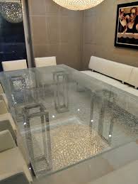Glass Dining Table In Cracked Ice Glass Designs Laminated Glass Glass Dining Table Glass Design