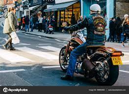 Harley Davidson Rider Waits For Pedestrian To Cross The Road Stock Editorial Photo C Alenakr 150652062