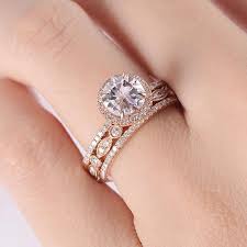Morganite Engagement Ring Set Rose Gold Eternity Diamond Etsy Morganite Engagement Ring Set 14k Rose Gold Engagement Rings Diamond Engagement Ring Set