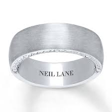 This Generous Men S Wedding Band From The Neil Lane Men S Collection Epitomizes Sophistication With A Brushed Finish 1 White Gold Band Rings For Men Gold Bands